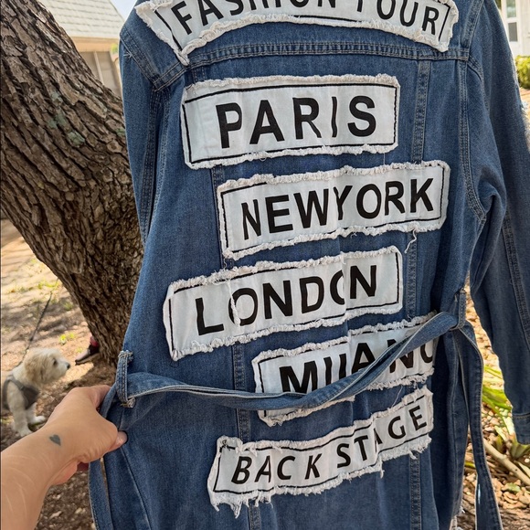 American Bazi Los Angeles Distressed couture Denim Tie-Waist Jacket - Size Med - Picture 6 of 11
